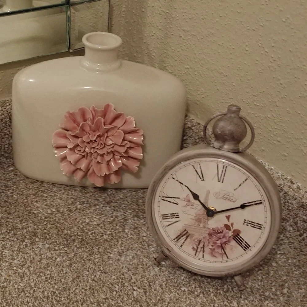 Vintage Parisian Clock with Floral Design